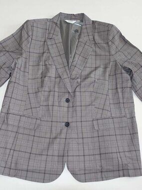 Candace Cameron Bure Women's 2 Button Blazer Jacket Size XL NWOT Gray Check